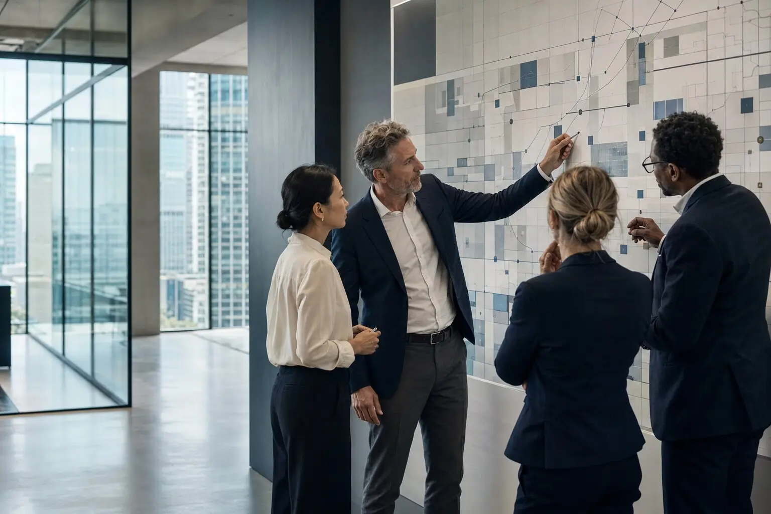 Commercial team collaborating